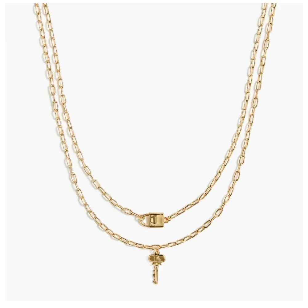 J Crew Lock and Key Two Layered Chain - Picture 1 of 2